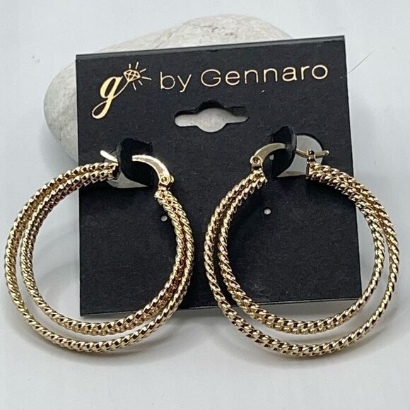 G by Gennaro Gold Triple Strand Hoop Earrings $16ea / 3 for $25 - Picture 5 of 5